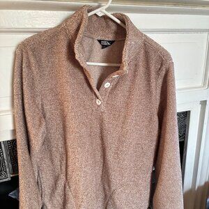 M Eddie Bauer Women's Quarter Button Up Front Pockets Pullover Sweater